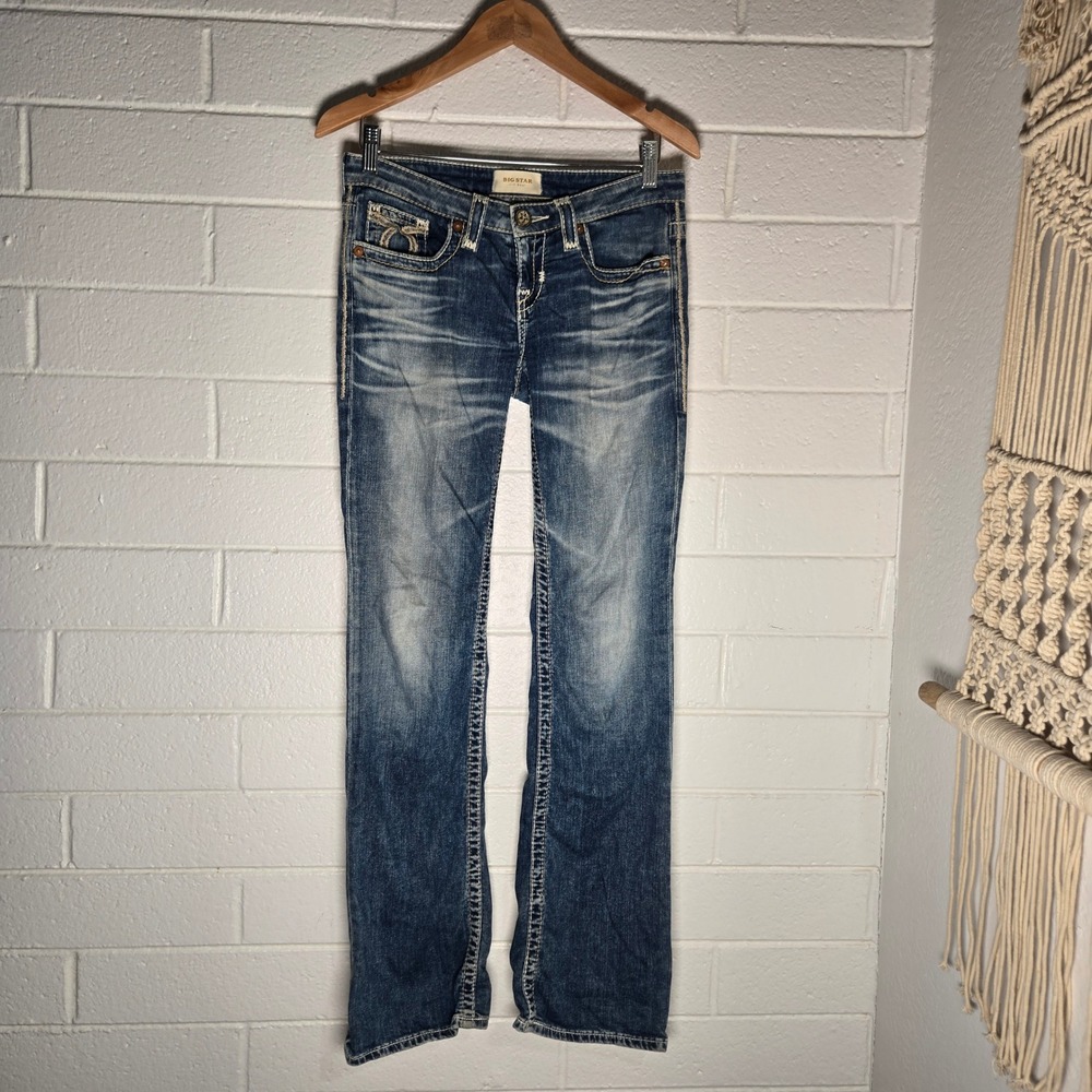 Vtg Big Star Liv Bootcut Jeans 27 Long Low Rise Distressed Western Cowgirl Boho